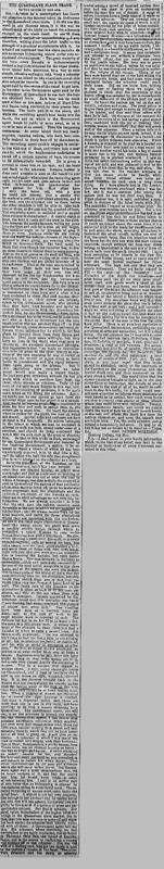 A letter from George Morrison to the editor of The Age decrying the labor recruiting practices he witnessed when on board "blackbirder" The Lavinia. In contrast to his original 1882 series for The Leader, in this letter Morrison clearly denounces blackbirding, calling it Queensland's "slave trade."