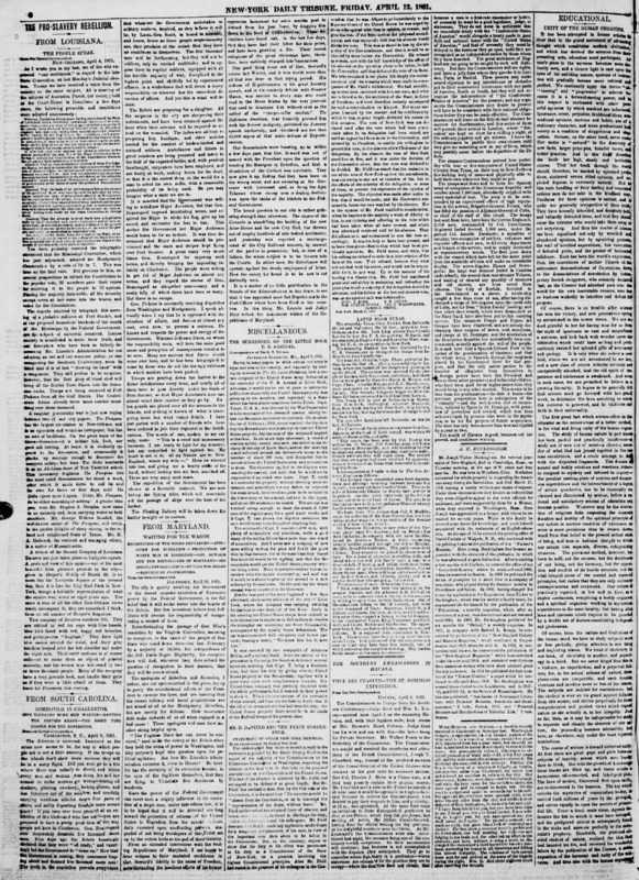 Albert Richardson's daily column "From Louisiana" in the New York Tribune.