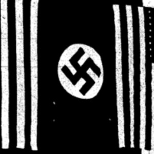 Picture of a Swastika accompanying an article titled, "Nazi in U.S. Blast Church."