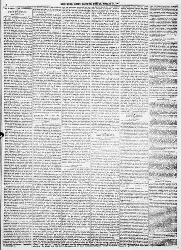 Albert Richardson's daily column "From Louisiana" in the New York Tribune.