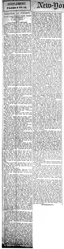 New York Tribune article written by Helen Campbell as part of her series, "Prisoners of Poverty: Women wage-workers, their trades and their lives."