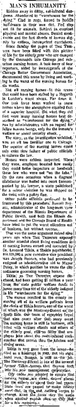 A Chicago Tribune Editorial titled, "Man's Inhumanity."