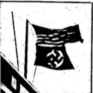 Picture of a Nazi flag accompany James J. Metcalfe and John C. Metcalfe's article titled, "Ex G-Man Finds Friction in Nazi Ranks."