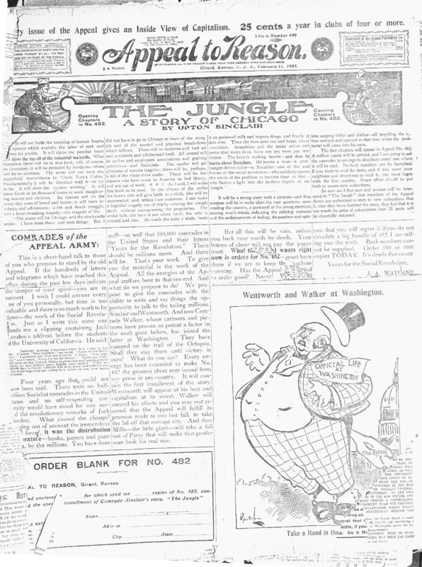 article titled; The Jungle, A Story of Chicago By Upton Sinclair