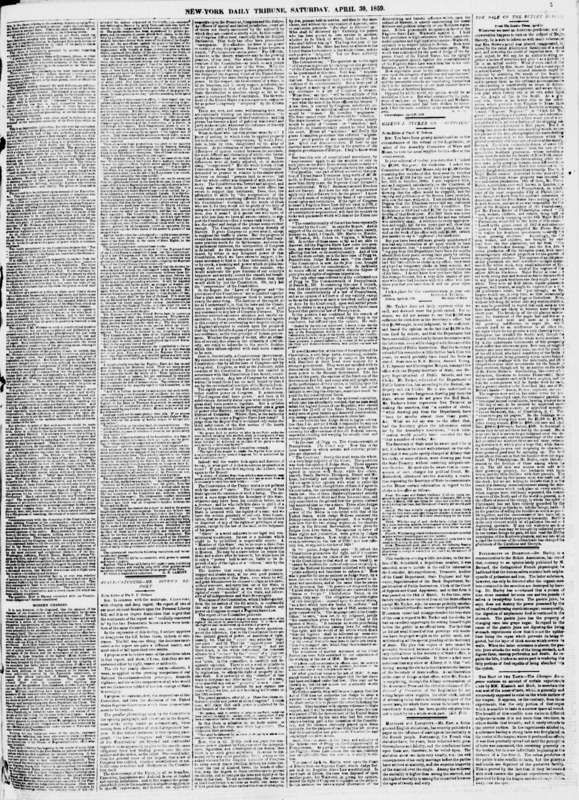 New York Tribune article titled, "The Sale of the Butler Slaves." Byline unsigned.