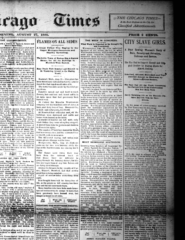 Letter published in the Chicago Times in response to Nell Nelson's series , "City Slave Girls."
