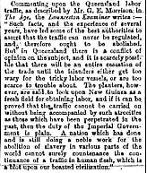 An excerpt from the Launceston Examiner published in The Age on the topic of labor trafficking.