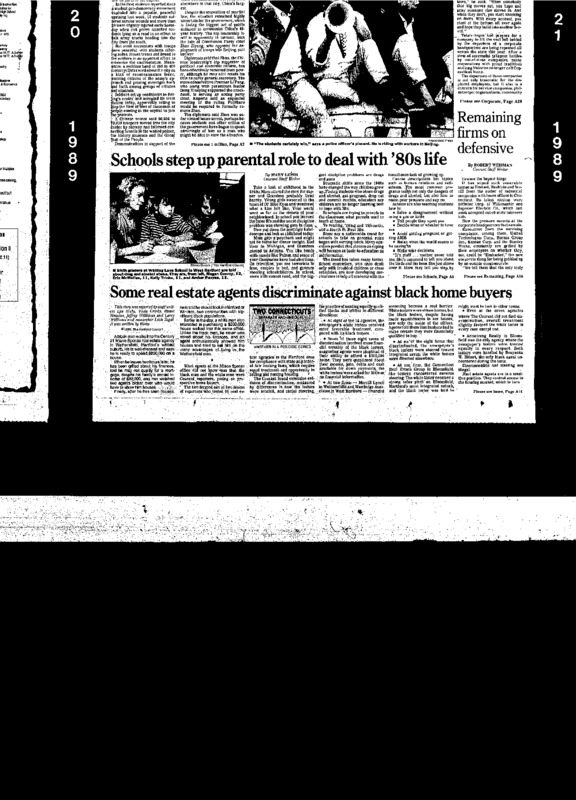 The Hartford Courant's 1989 investigation into discriminatory real estate practices in the State of Connecticut by having reporters pose as prospective home buyers. Soon after, the paper's own ombudsman took issue with the deceptive techniques reporters had used to gain information.