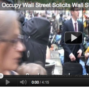 Video of James O'Keefe posing as a Wall Street banker and talking to protesters at Occupy Wall Street.