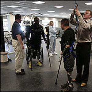 A photo of someone at the new Military Advanced Training Center, opened in the wake of the Walter Reed scandal.