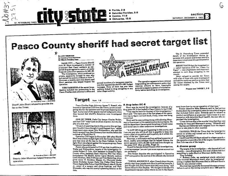 Lucy Morgan explains Sheriff John M. Short's secret investigation.