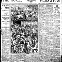 'The World' newspaper article with graphic of crowded tenements.